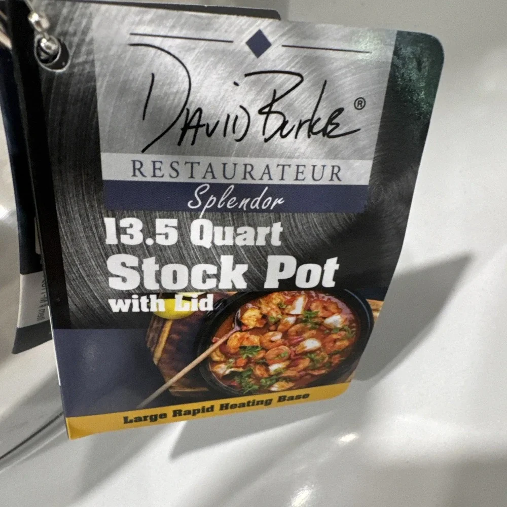 David Burke 13.5 Qt Stock Pot Vented Lid Commercial Grd Splendor Stainless Steel